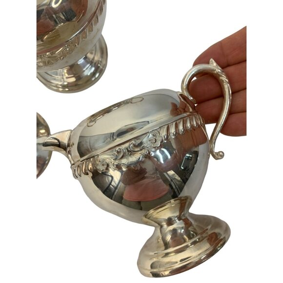 Vintage Silver Plated on Copper Cream & Sugar Set + Lid Marked 7271 Bridgerton - Picture 10 of 12